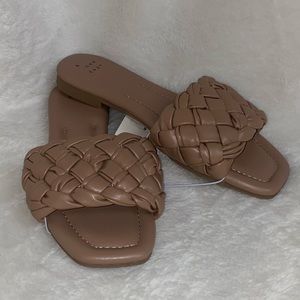 A new day, leather flats with braided ascent.